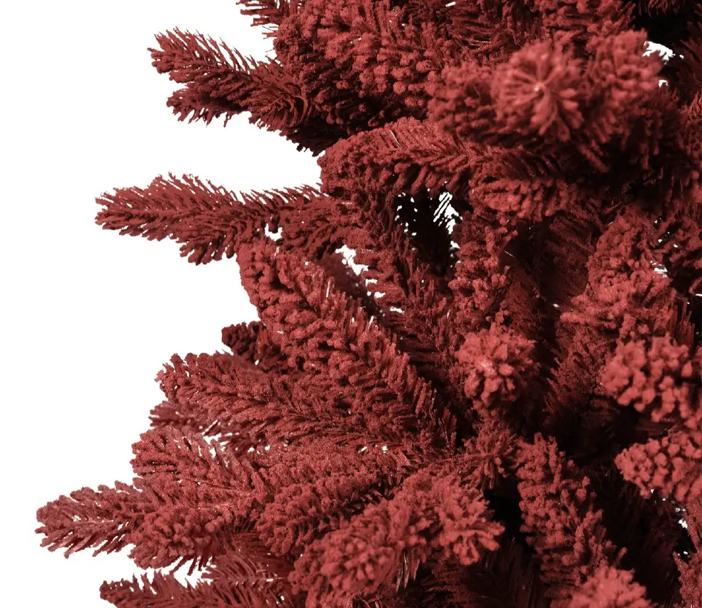 Artificial Burgundy Fir Flock Hinged Tree 8ft