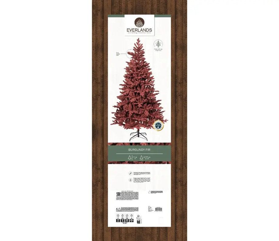 Artificial Burgundy Fir Flock Hinged Tree 8ft