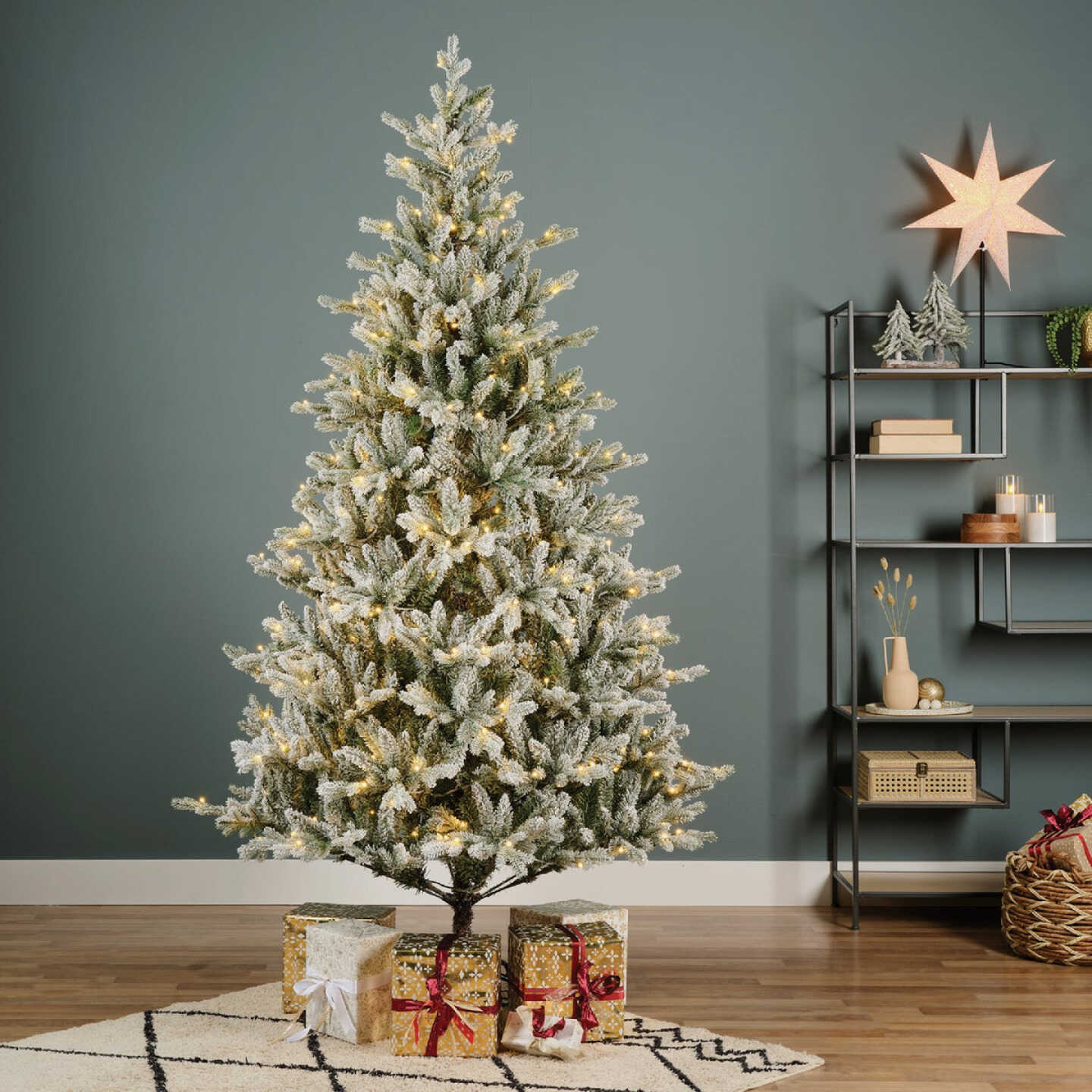 Artificial Snowy Allison Pine Prelit Tree 7.5ft