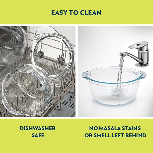 Boro Rnd Deep Casserole Glass Dish w/Flat Lid 1.75L