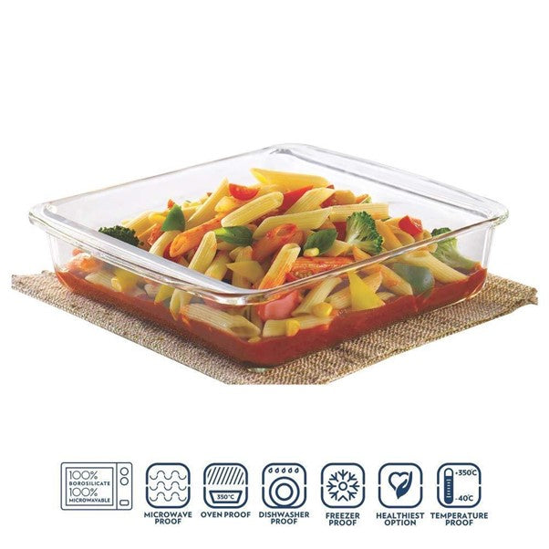 Boro Sq Glass Baking Dish w/Handle 1.6L