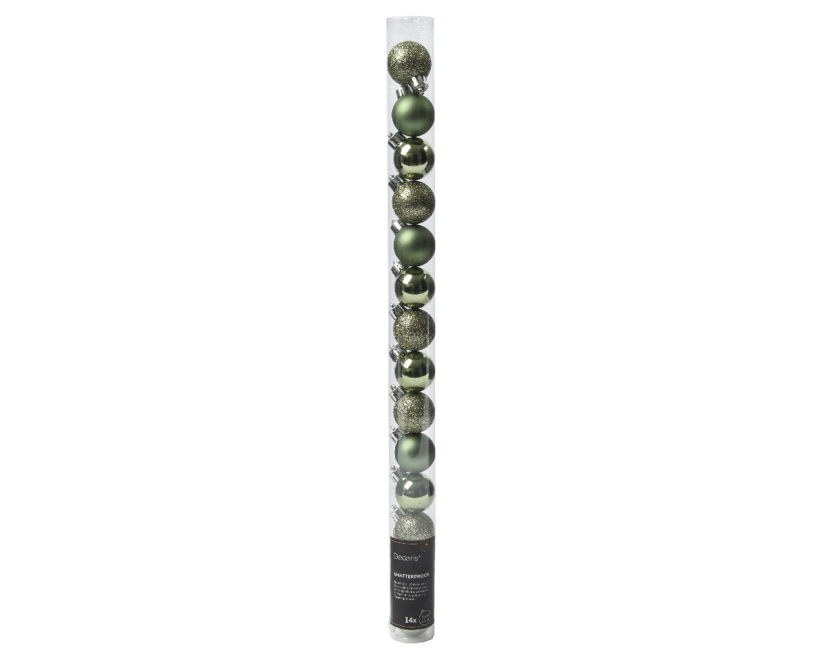 Baubles Polysty Mix Rsmary Grn 14pc