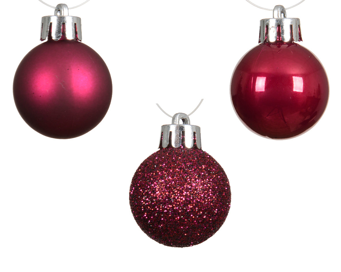 Shatterproof Mini Baubles 14pcs Burg