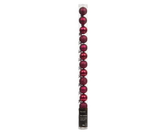 Shatterproof Mini Baubles 14pcs Burg