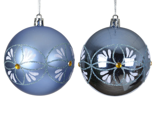 Bauble Plastic 2Asst Sky Blue