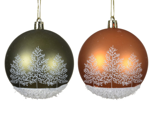 Bauble Plastic wSnowflake 2Asst