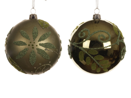 Bauble Polysty 2Asst Rsmary Grn