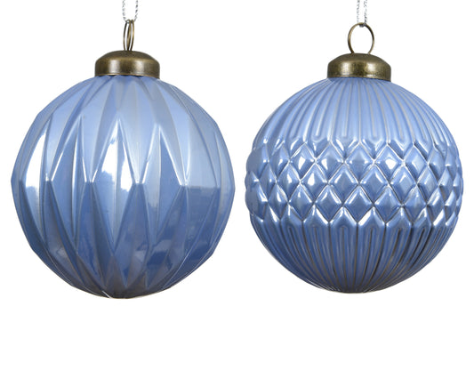 Bauble Shatterproof 2Asst Sky Blue