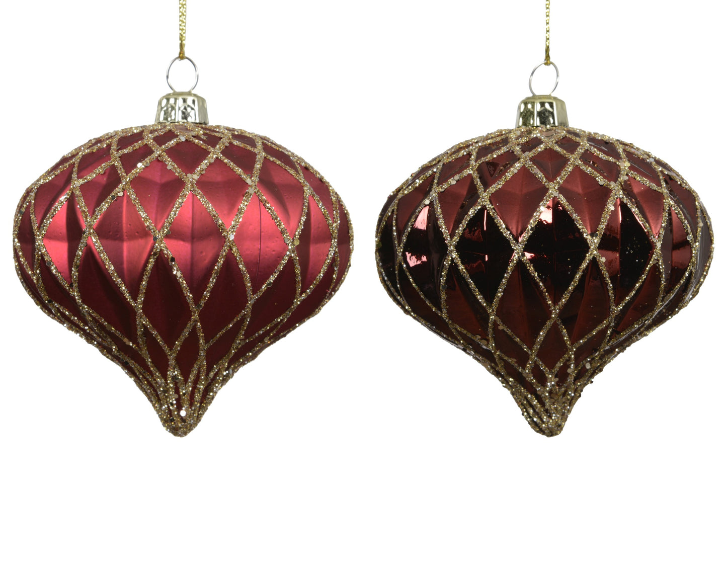 Shatterproof Onion Baubles 2Asst Burg