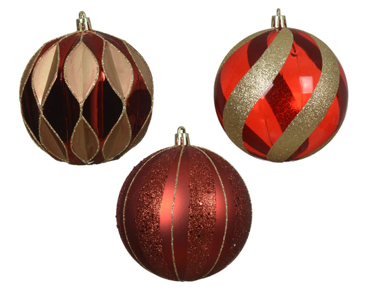 Bauble Sproof 3Ass Red Gold
