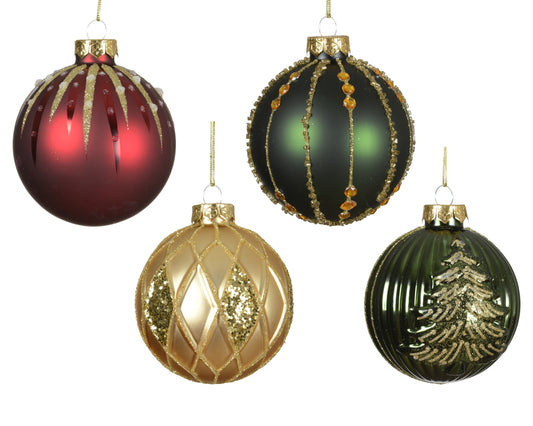 Baubles Glass 4Asstd 8Cm