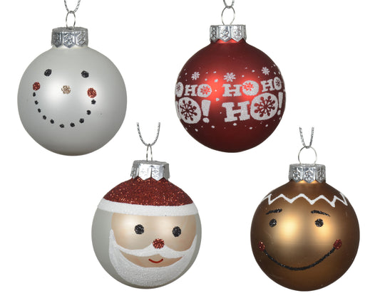 Mini Bauble Glass w/Prints 4Ass 4.5Cm