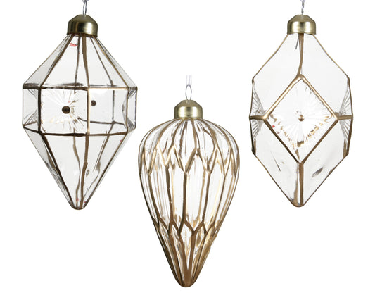 Ornament Glass 3Asst Trans/Gld