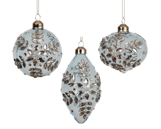 Baubles Glass 3Ass Sky Blue