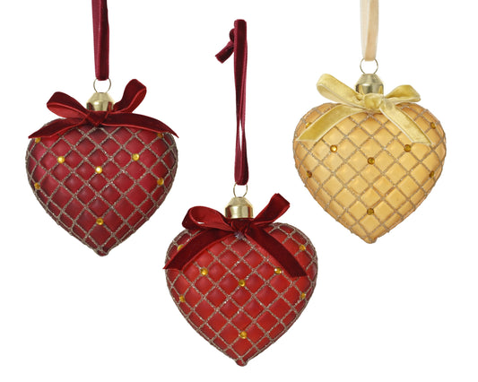 Heart Ornament Glass 3Asst