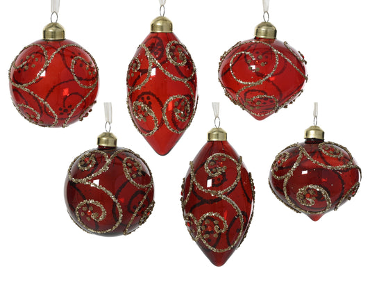 Baubles Glass 6Asst 8Cm