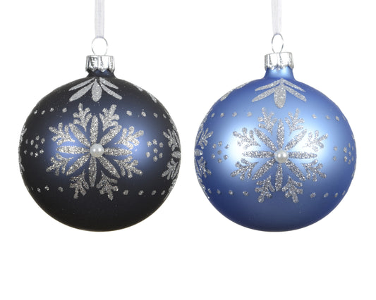 Bauble Glass Snflake Asst 8cm