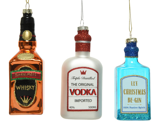 Ornament Glass Liquor Bottle 3asst