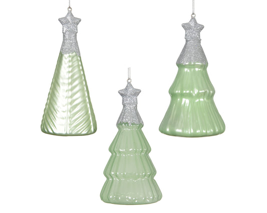 Cmas Tree Glass 3Asst Matcha Grn