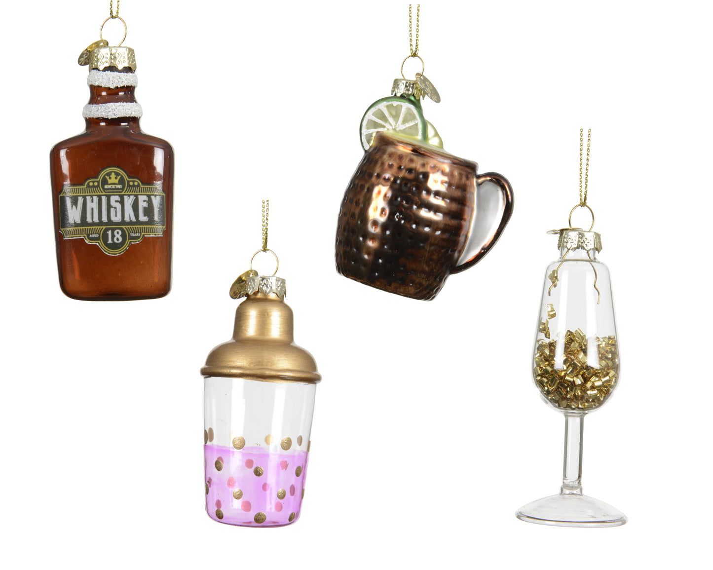 Liquor Glass Ornament 4Asst Multi