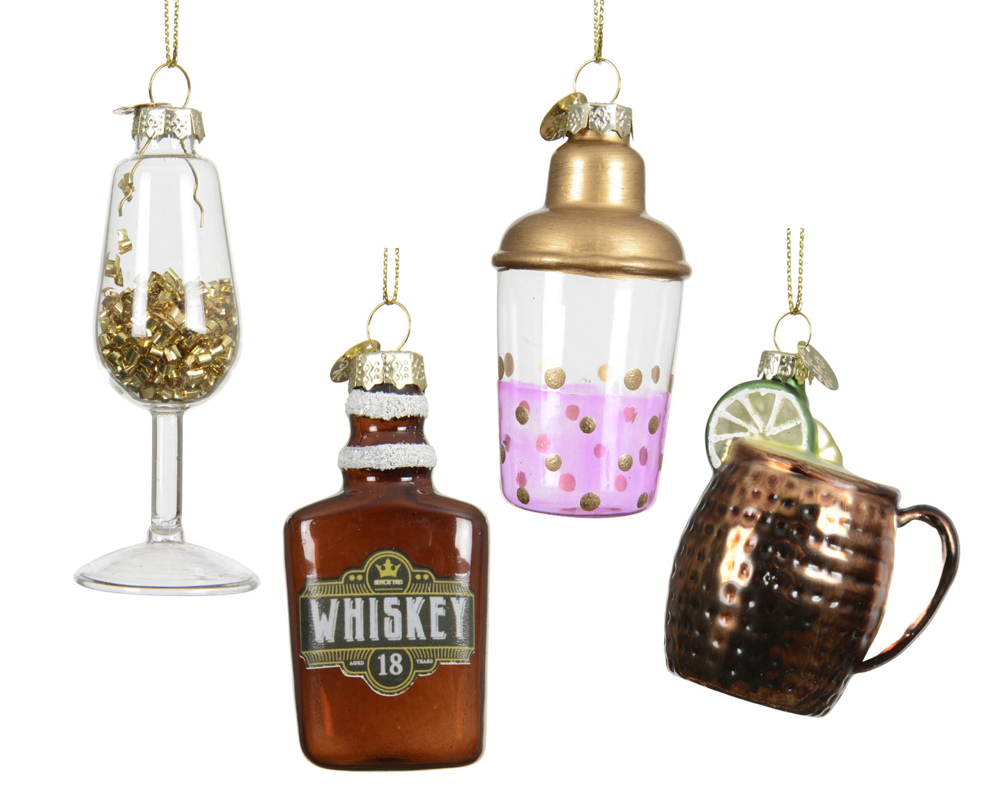 Liquor Glass Ornament 4Asst Multi