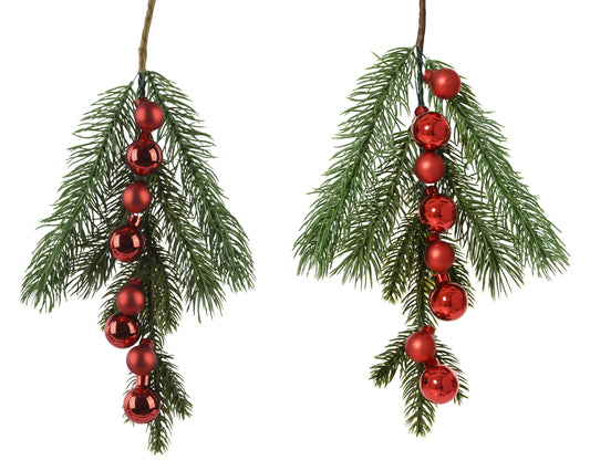 Branch w/Glass Baubles 2Asst
