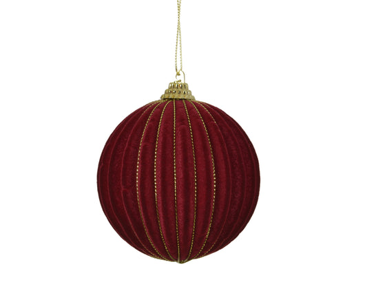 Bauble Velvet Oxblood wGld Thread 8Cm