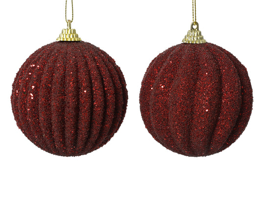 Foam Bauble wSequins 2Asst Burg