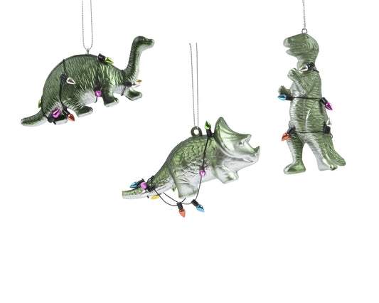 Ornament Dinosaur Figure 3Asst MGrn