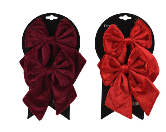 velvet Bow Polyester 2Col Asst