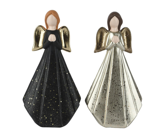 Angel Terracotta Figurine 2Col Bronze/Blk