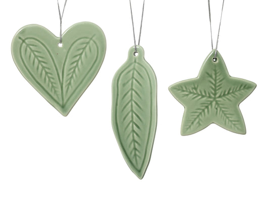 Porcelain Ornament 3Asst Green