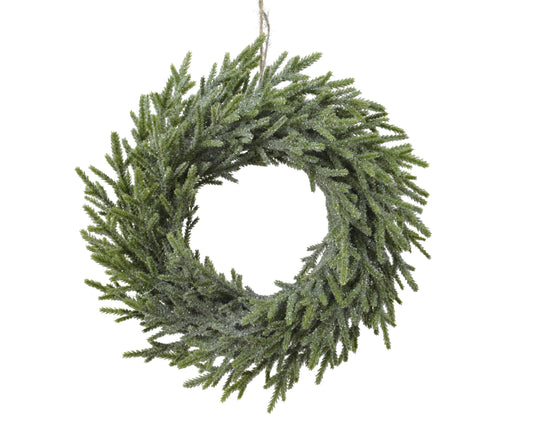 Wreath 16.5in Foliage Glitter Frost
