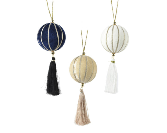 Velvet Bauble wTassel 3Col