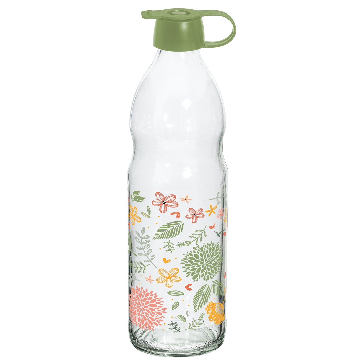 Decorated Water Glass Bottle 1L Bot