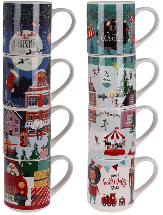 Porcelain Mug Set 265ml 4pc 2 Asst