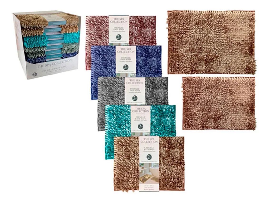 Chenille Bath Mats 2pc 5asst