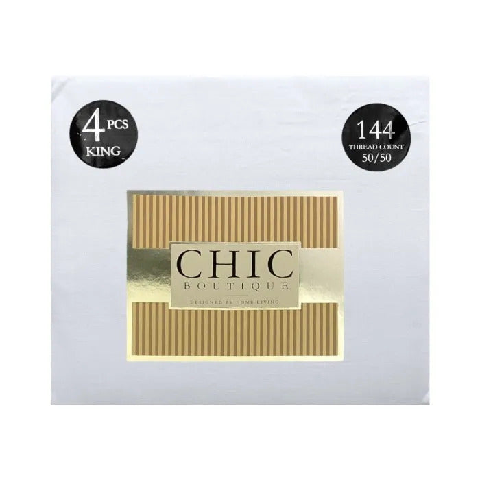 Bedsheet Set White 4pc King 144 Thread Count