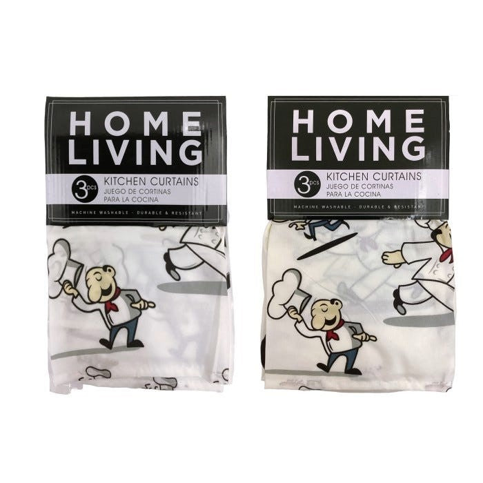Kitchen Curtain 3pcs Set French Chef