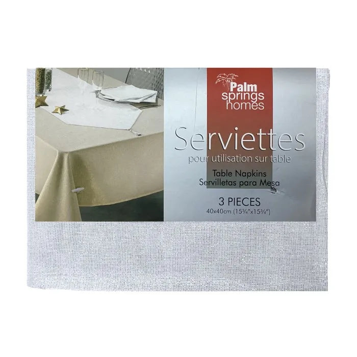Table Napkins 3pc White n Silver