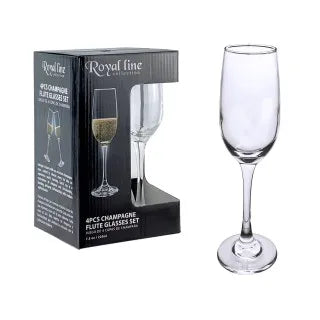 Champagne Flute Glass Set 4pc 220ml