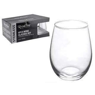 Stemless Wine Glass Set 6pc Set 600ml