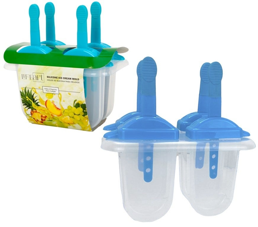 Plastic Ice Cream Mold 4 Cavity Blue