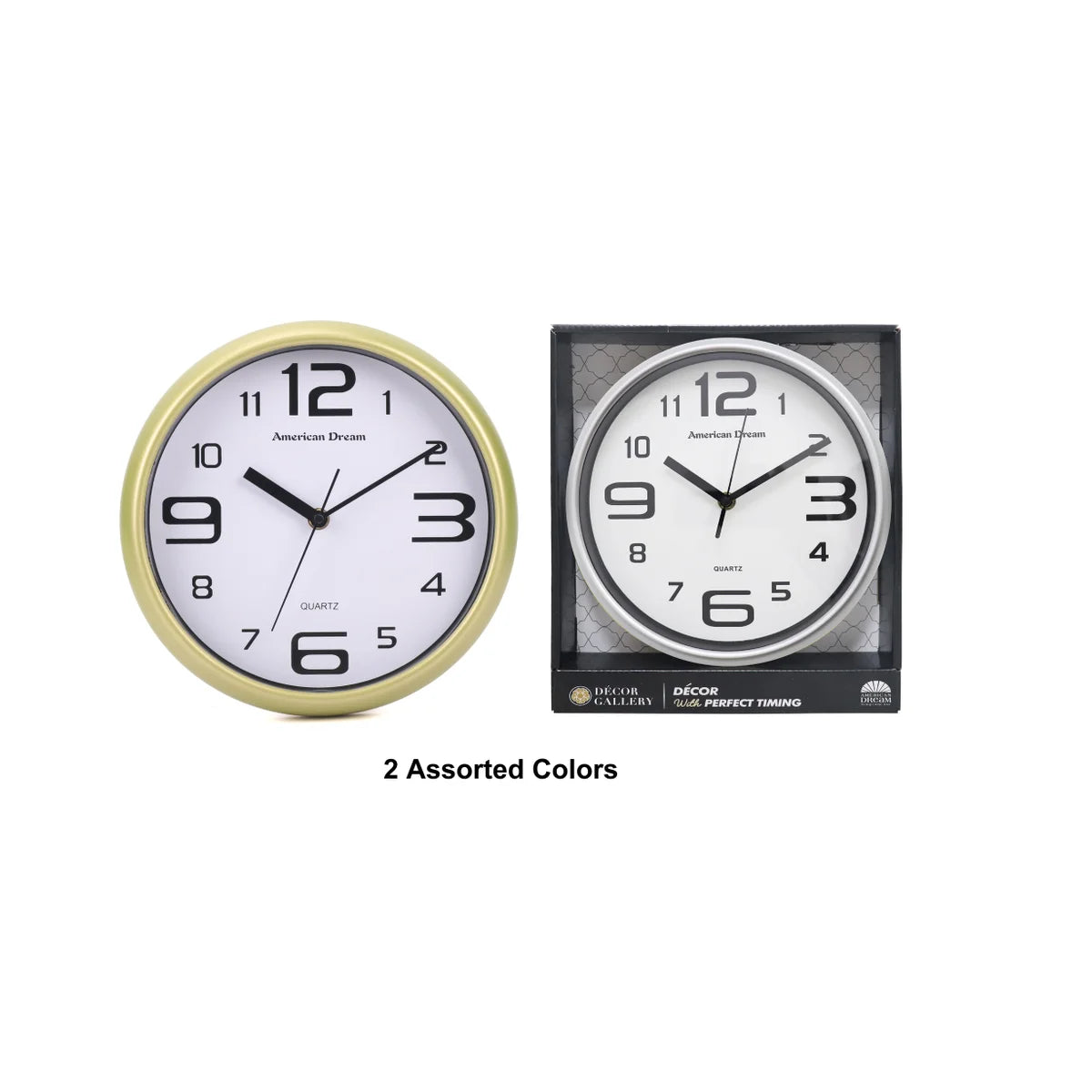 Wall Clock Rd 10in 2Asst Cols