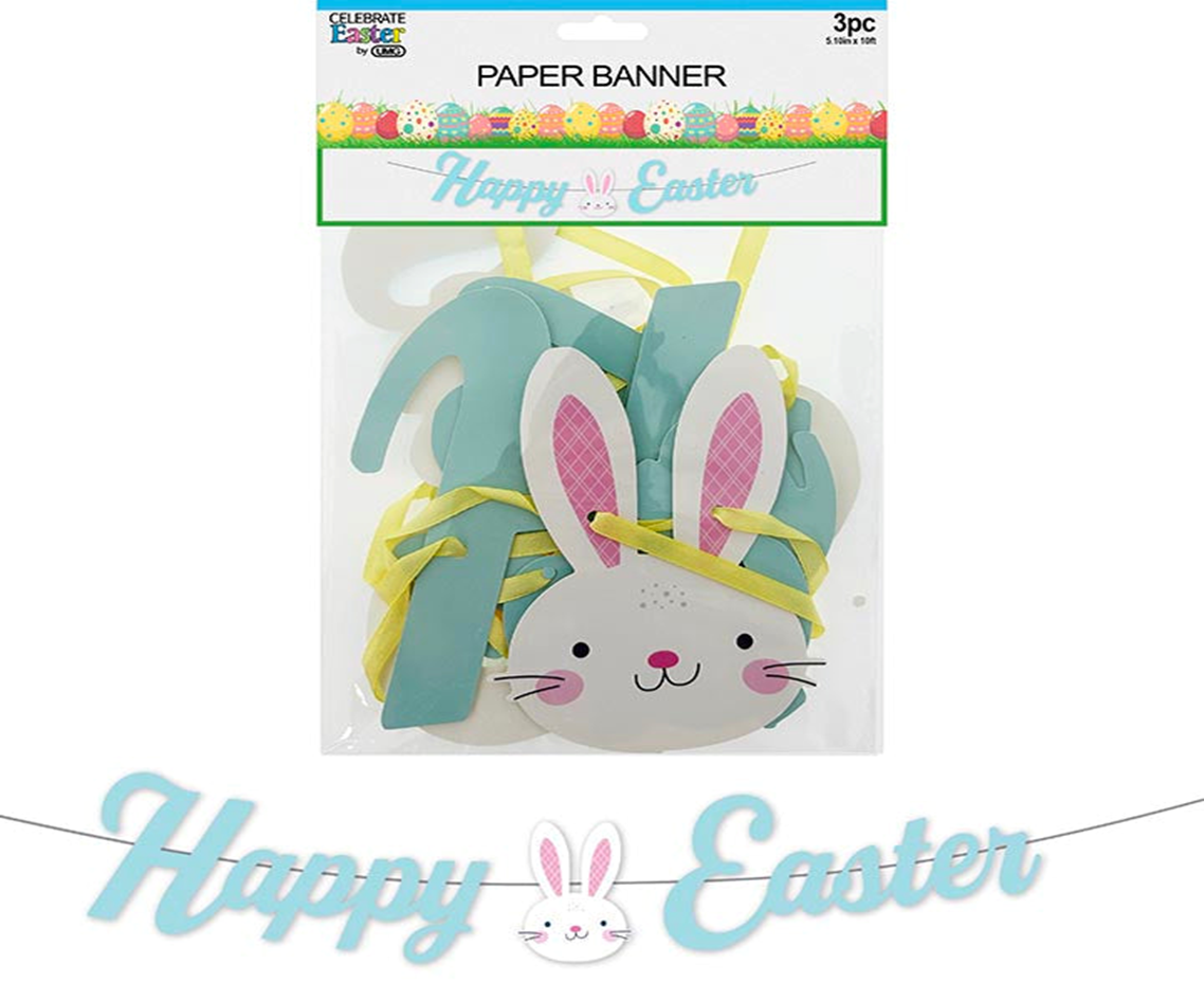 Paper Banner Easter 3pc 5.11in 10ft