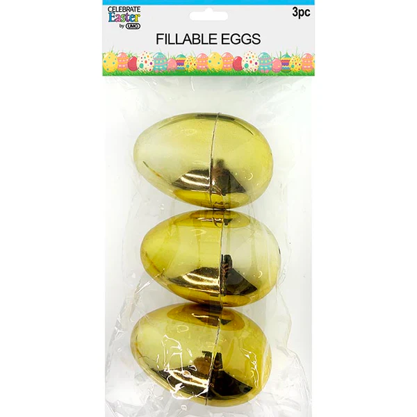 Eggs Fillable Gold 3pc 3.25in