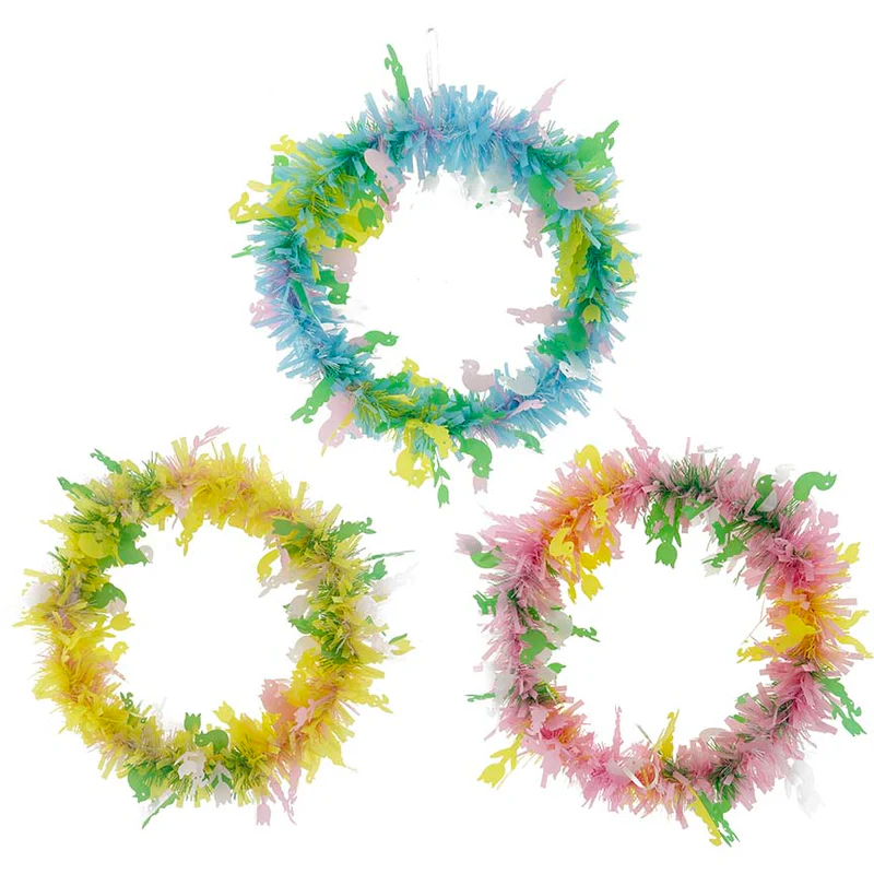 Easter Tinsel Wreath 33cm 3 Assorted