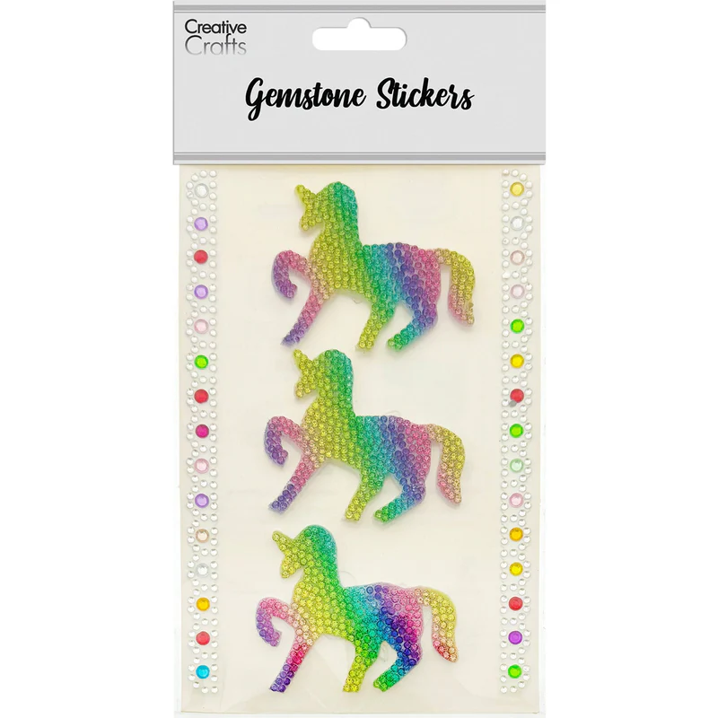 Gemstone Stickers Crystal Neon Unicorn 58mm