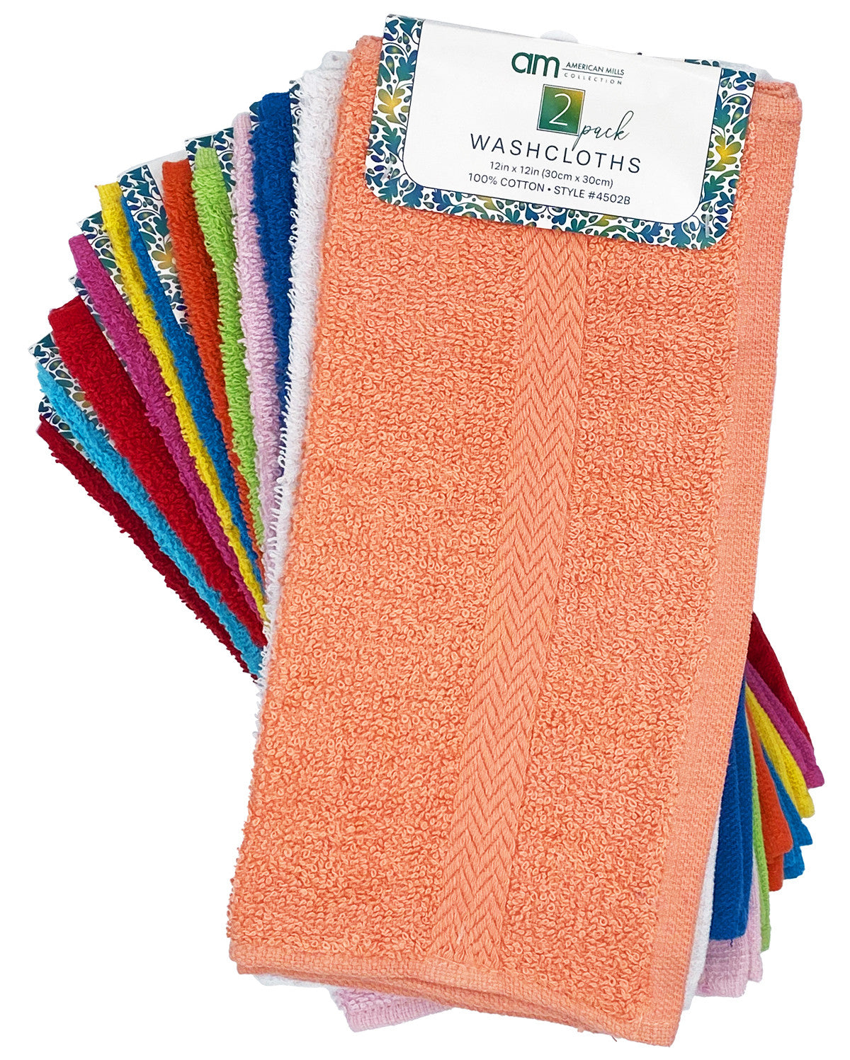 Washcloths 2pc 100% Cotton Assorted