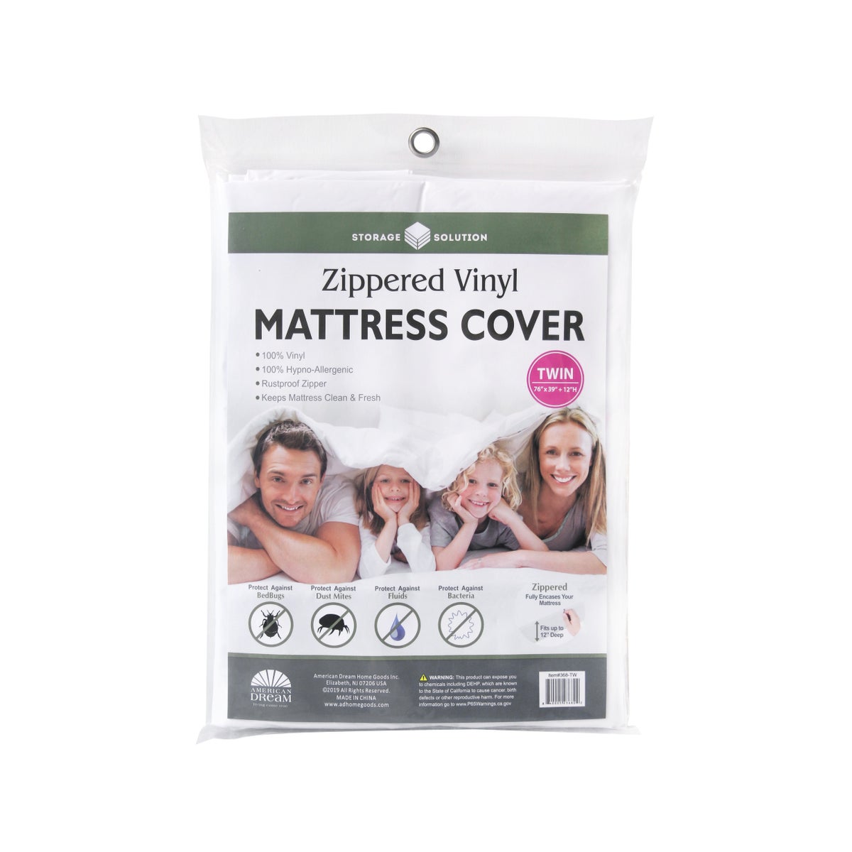 Mattress Cover Zippered Vinyl Twin